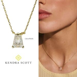 Kendra Scott Blair Gold Short Pendant Necklace in White CZ NWT